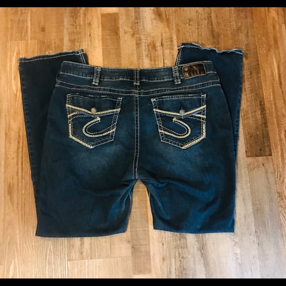 Womens Silver Suki Flap Bootcut Jeans Size 22